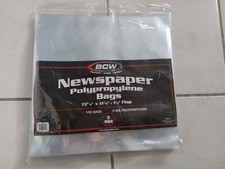 Lot of 10 BCW Clear Newspaper archival bags POLY 3 MIL 13 x 11 1.5" flap 7...