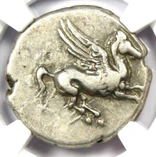 Acarnania Argos Silver AR Stater Pegasus and Athena Coin 350-270 BC - NGC VF