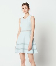 SANDRO Paris 152350 Carrie Lace-Inset Mini Dress in Blue Grey size 36