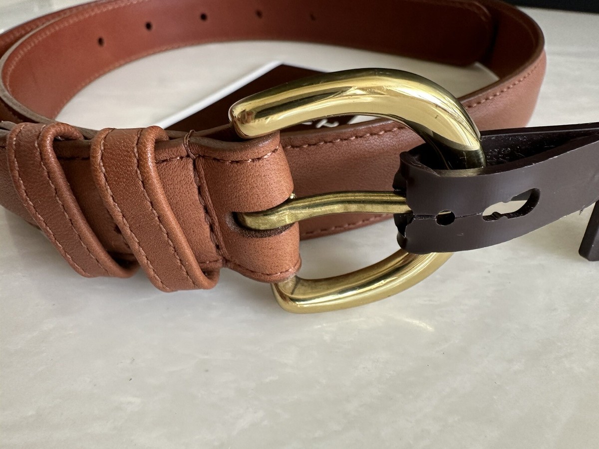 NEW COACH VINTAGE BRITISH TAN LEATHER WOMEN'S BELT BRASS