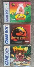 Bundle of 3 Nintendo Game Boy Manuals Only: Mortal Kombat, Babe, Pinball