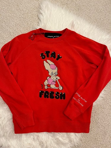 Marc Jacobs X Magda Archer Stay Fresh Crewneck Sweatshirt Extra Small XS Red - Picture 2 of 4