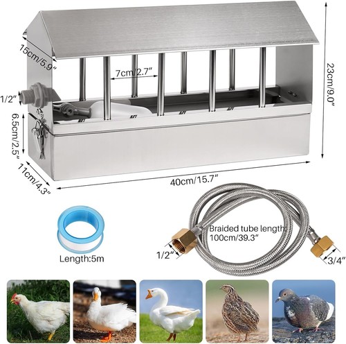 Automatische Hühnertränke Edelstahl groß Metall Hühnertränke System Pou - Bild 6 von 8