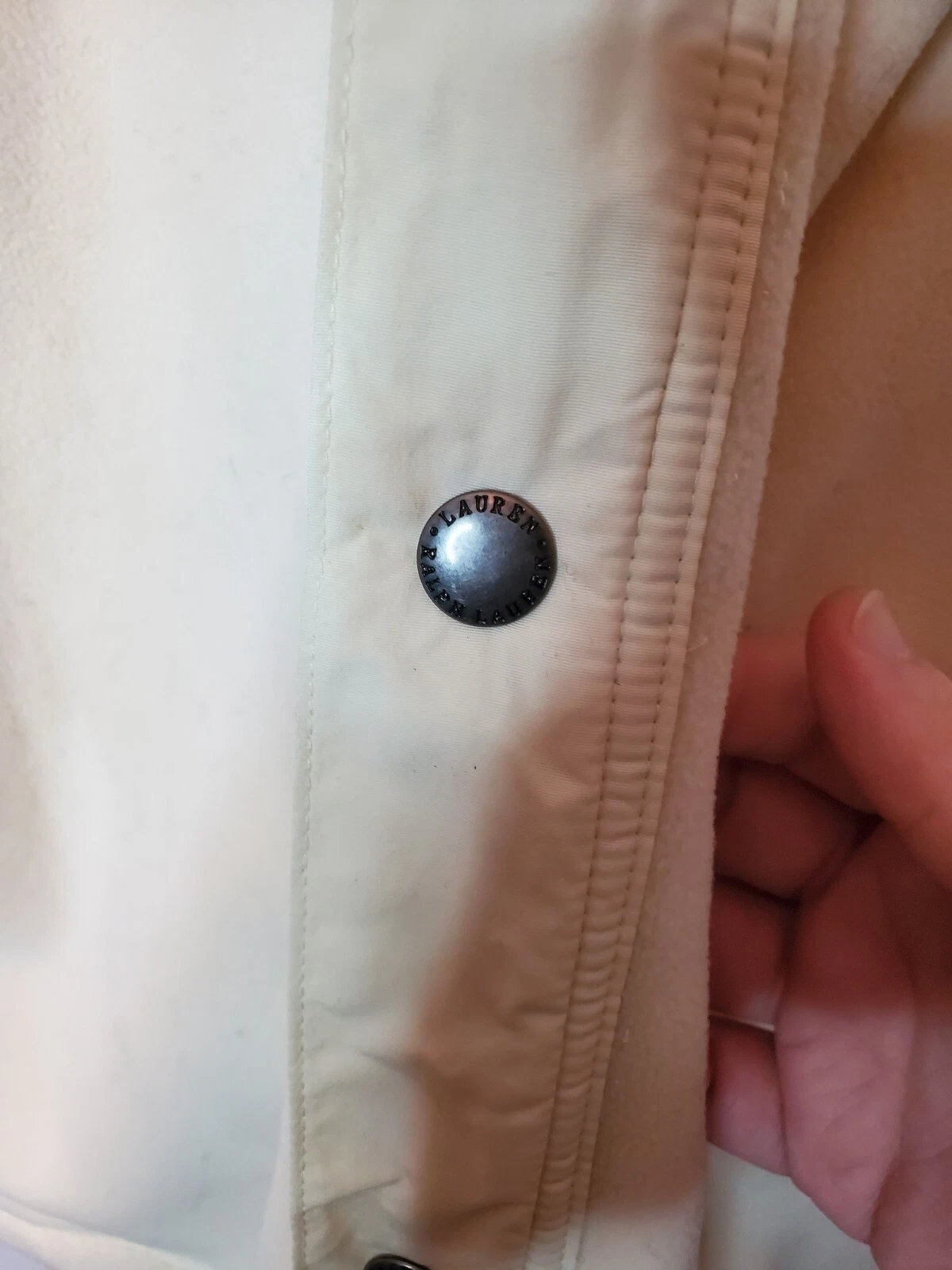 OFF WHITE Felpa con cappuccio e zip intera colore bianco sporco Lauren Ralph Lauren taglia large