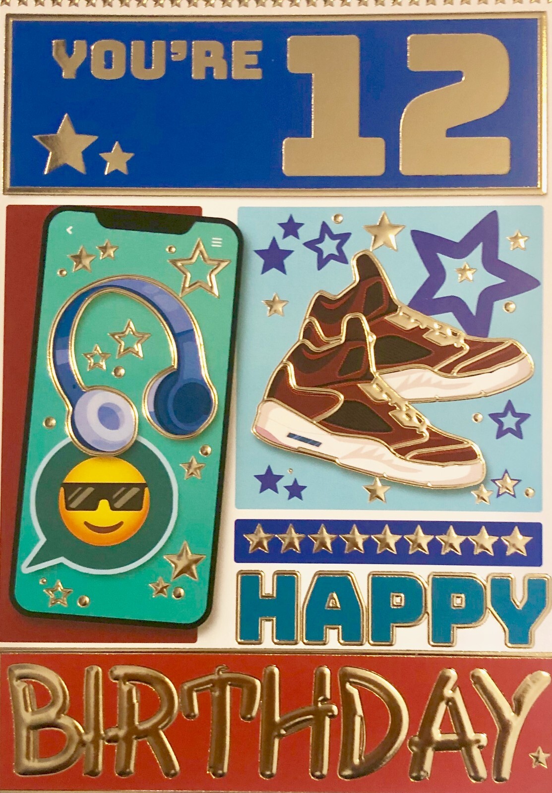You're 12 happy Birthday greetings card, music theme, brand new
