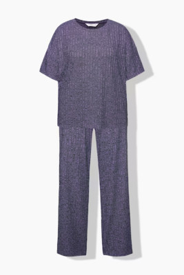 Studio Untold pyjamas, two-piece, ribbed jersey, half sleeve, long pants (size: 46/48)