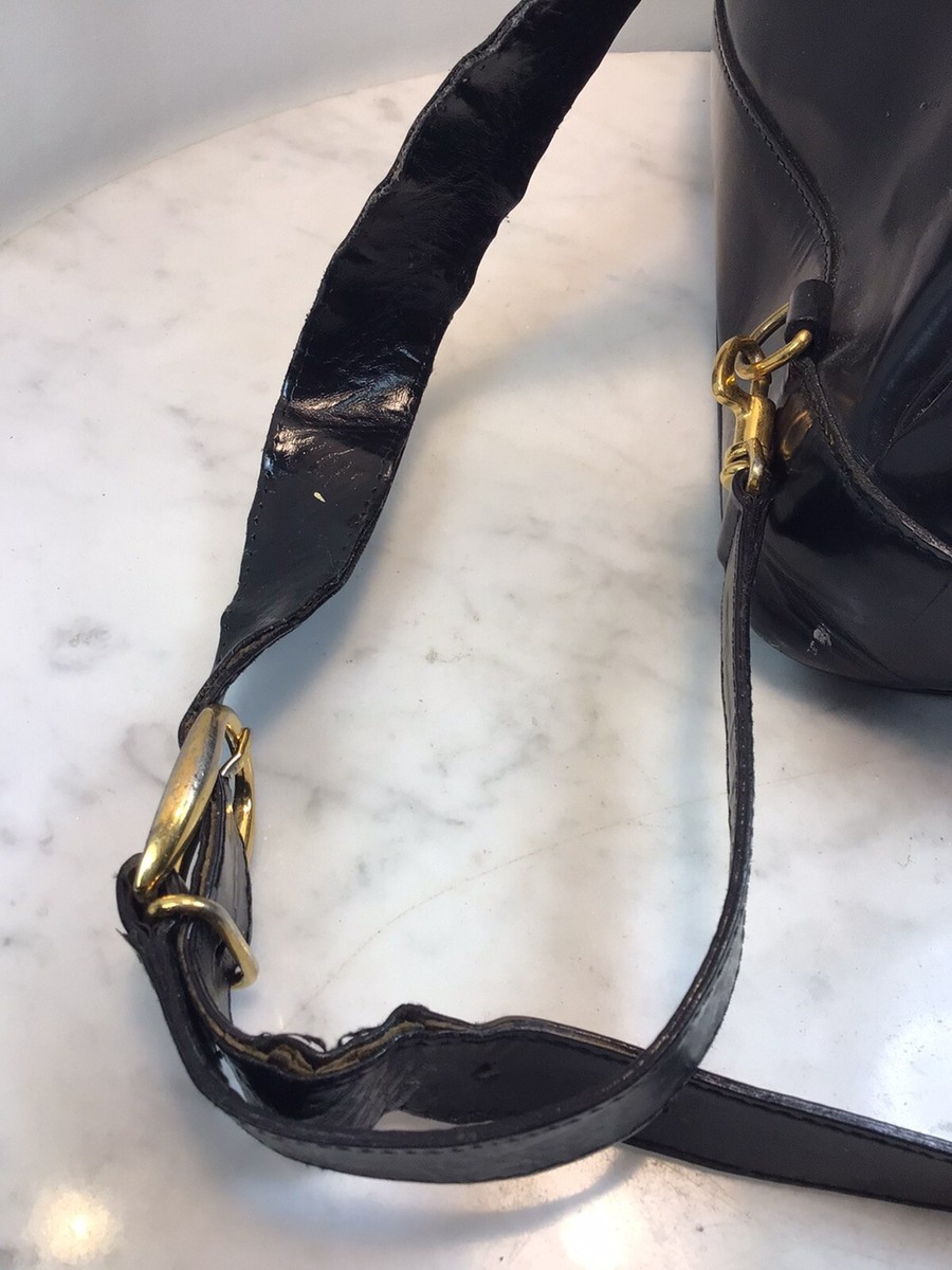 Vintage GUCCI Black Patent Leather One Shoulder Backpack Vintage GUCCI Black Patent Leather One Shoulder Backpack
