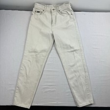 Vintage Lee Riders Jeans Womens 10 Petite White Denim High Rise Mom Jeans Union