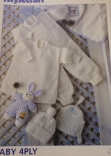 Stylecraft Knitting Pattern 4417 Baby Romper Suit Hat Dress, Bonnet 4 Ply 12-22"