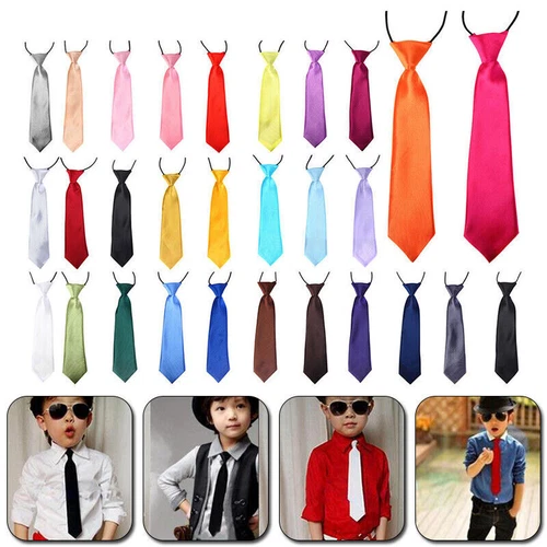 Corbata clásica elástica para niños niños niños niños lisa boda fiesta H - Imagen 3 de 43