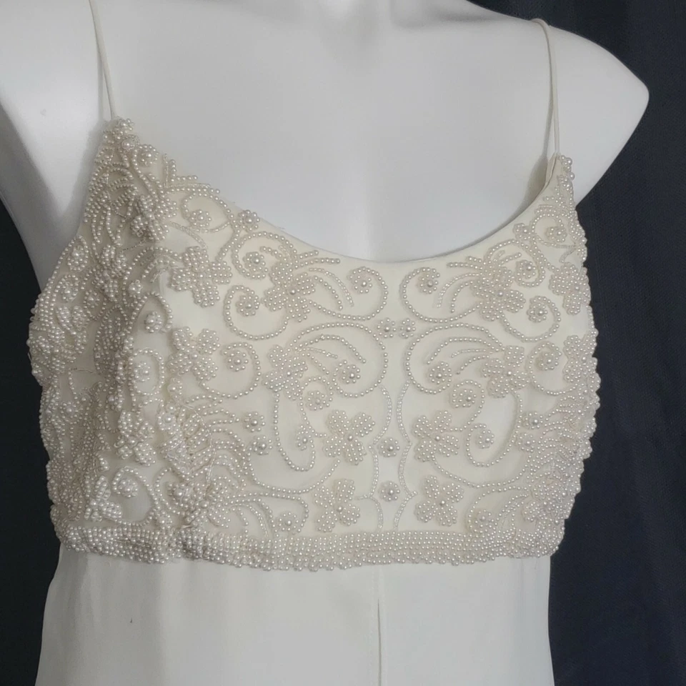 Faviana свадебное платье жемчуг лиф атласная юбка спагетти ремни молнии 12 - Изображение 3 из 4