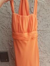davids bridal bridesmaid dress Orange Dress That Ties Behind The Neck womens 2