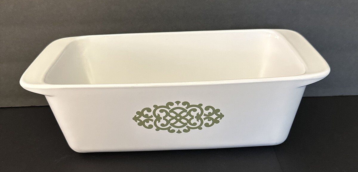 Vintage Corning Ware Loaf Pan w/ Green Medallion P-315-B Shell Oil