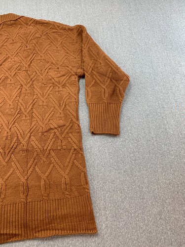 Kirundo Textured Cardigan Womens Large Rust Brown Cable Knit Pockets Cozy Comfy - Picture 6 of 14
