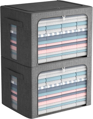 Extra Large Foldable Linen Storage Box Set - Stackable Organizer Bins 100L