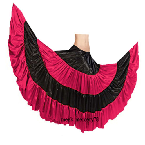 Belly Dance Flared Skirt GYPSY 25 Yard 4 Tiered Long Costumes Flamenco Skirt S5 - Picture 11 of 45