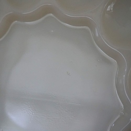 Anchor Hocking Milk Glass Gold Trim Deviled Egg Plate Vintage 10" ***READ - Picture 5 of 18