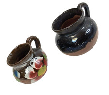 Vintage lot Mini Round Pot Pottery jug clay vases Floral 2 inch Southwest