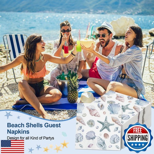 Funrous 200 Sea Guest Napkins 3 Ply Beach Dinner Napkins Sea Hand Summer Dinn - Picture 4 of 5