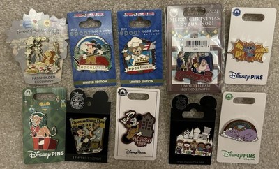 Disney Pin Lot of 10 Pins: Epcot Stitch Mickey Figment Duffy Belle Small World