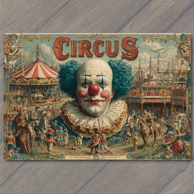 #ad #ad POSTCARD Circus Clown Big Top Fairground Crowd Poster $6.65
