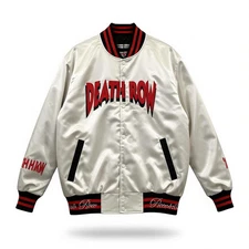 Death Row Records Men's Size Medium White Satun Bomber Jacket