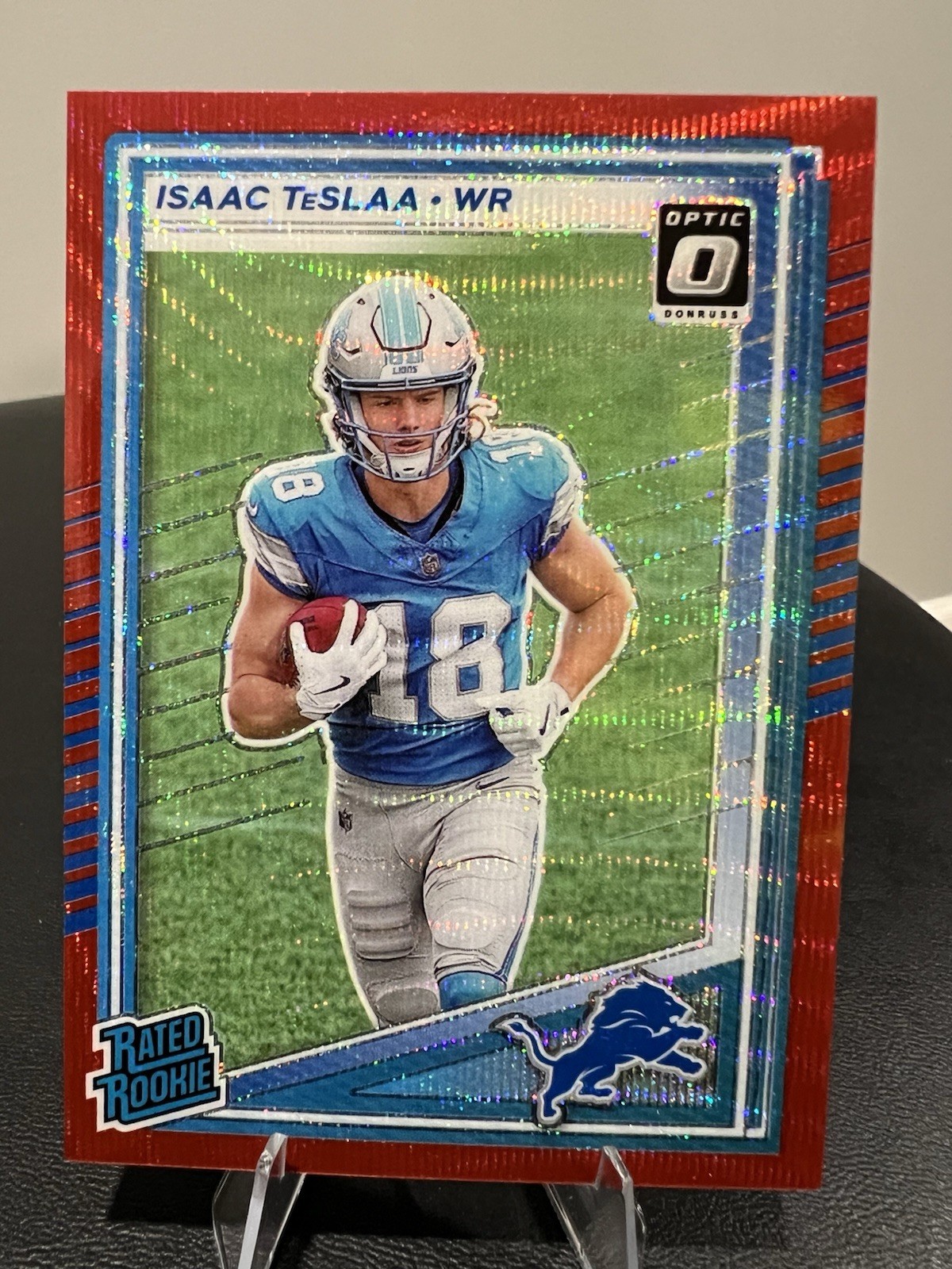2025 Donruss Isaac Teslaa Rated Rookie Red Wave Optic Preview RC #338 Lions
