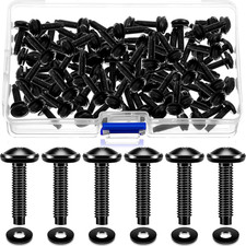 50 Set 10/32 Rack Screws w/ Nylon Washers Black Stainless Steel Rack Mount Screw