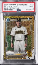 2021 BOWMAN CHROME MEGA BOX GOLD REFRACTOR #151 VICTOR ACOSTA 28/50 PSA 9