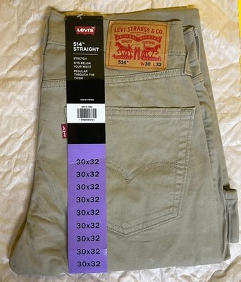 Levi's Men's 514 Straight Fit Jeans - Stretch - Sits Below Waist Tan Size: 30X32