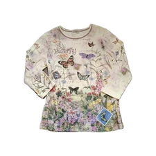 Garden Cottage Butterfly Floral Graphic Top Size Small Y2K Fairycore Nature