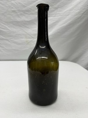 Antique 1700's Tall Green Black Glass Rum Bottle - Open Pontil 