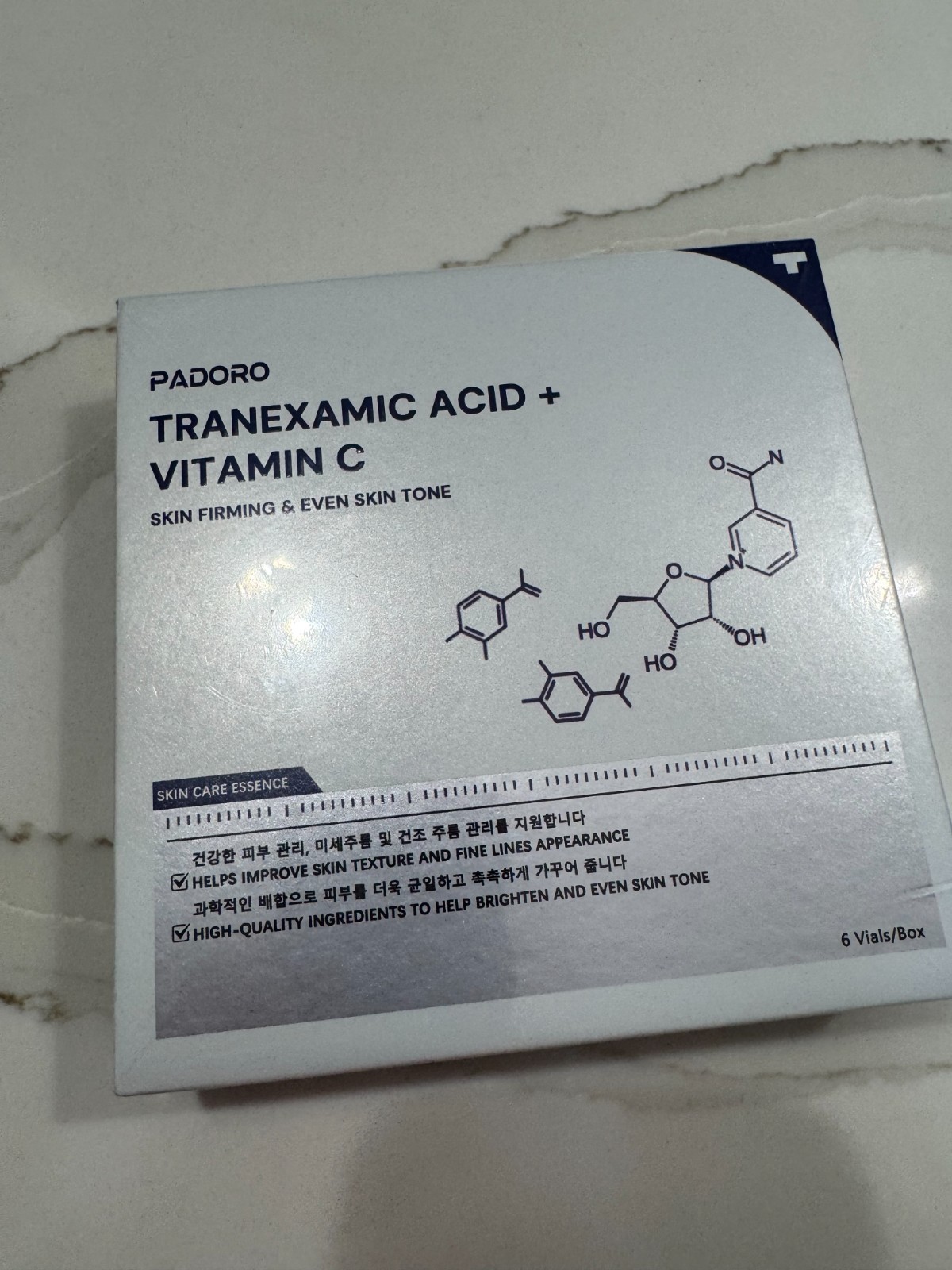 PADORO Tranexamic Acid + Vitamin C Serum, 6 Vials/Box, Firming, Tightening