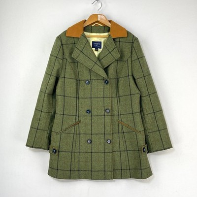 Cousins of Cheltenham Tweed Mantel Damen 12 grün Wolle Country Races Overcoat