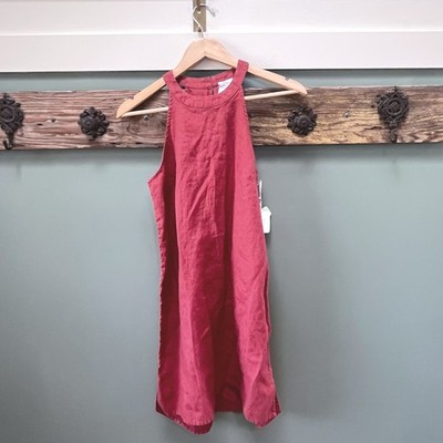 Sigrid Olsen Womens Red 100% Linen High Neck Halter Shift Mini Dress Size S NWT