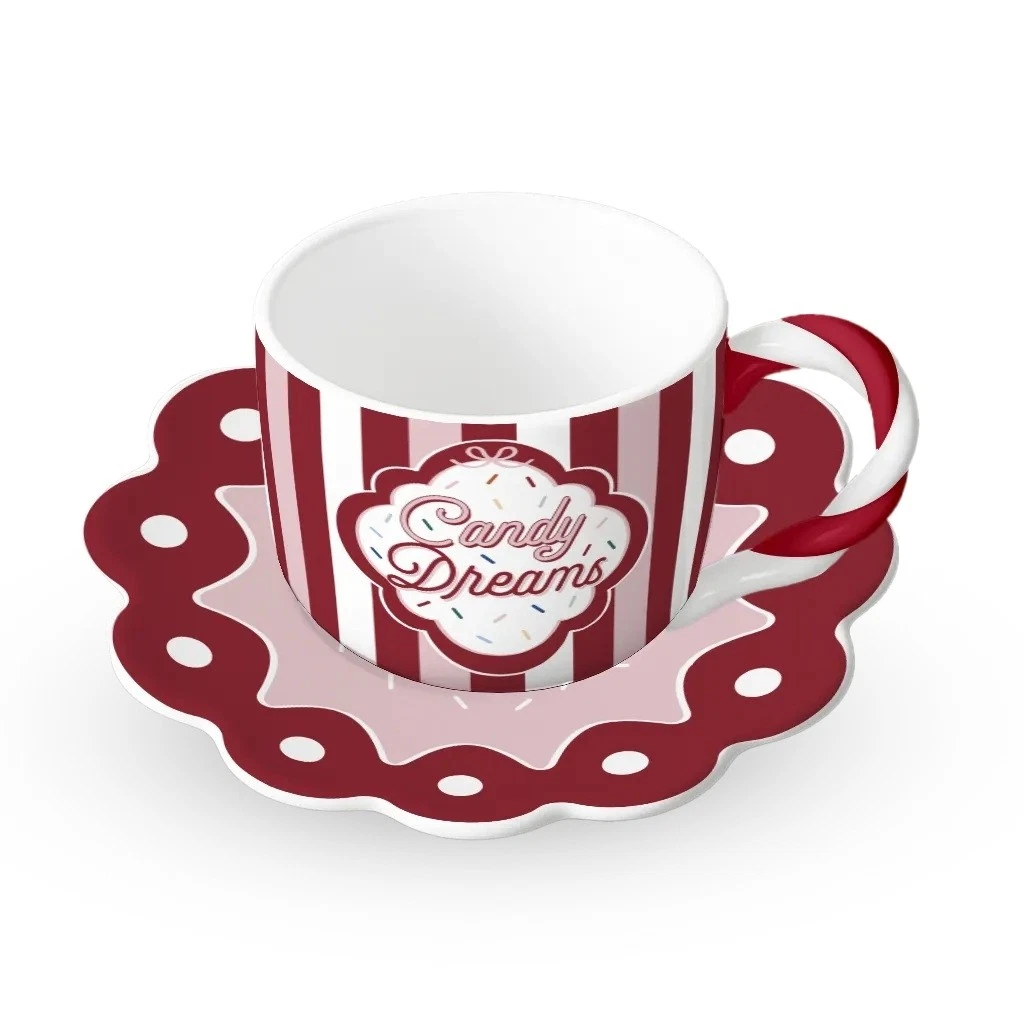 Bialetti Candyland Set 4 Espresso Tassen m. Untertassen Porzellan 80ml NCANDY003