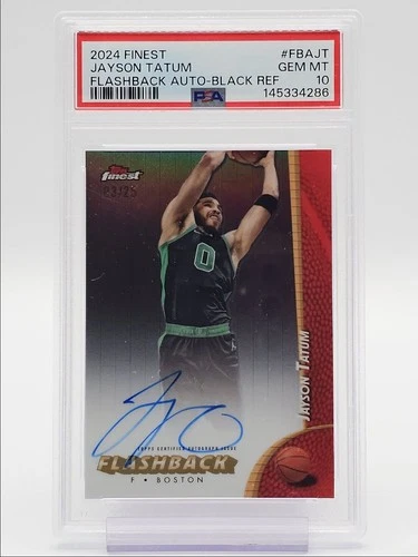 JAYSON TATUM 2024-25 TOPPS FINEST FLASHBACK BLACK BOSTON AUTO /25 PSA 10 Q4444