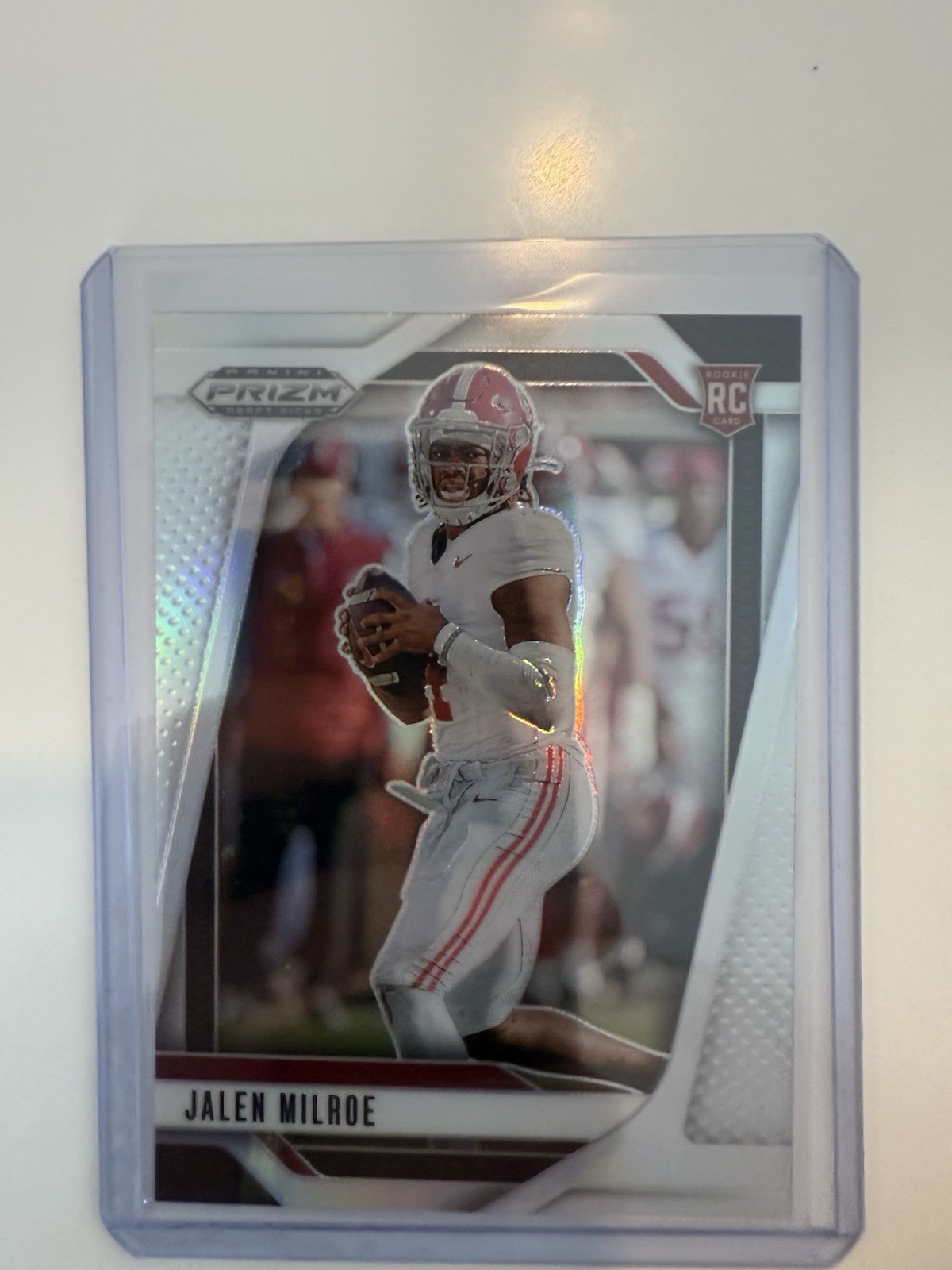 Jalen Milroe RC 2025 Prizm Draft No 5 Silver Prizm SP Seahawks