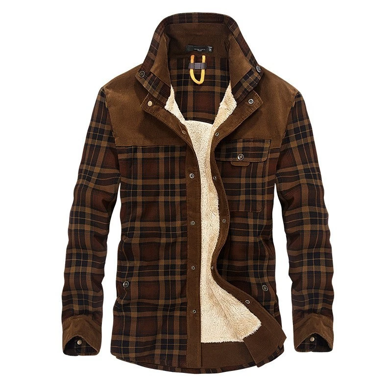 New Smart  Shirt For Us Boy's Velvet  Plaid Casual Winter - Image 4 of 4