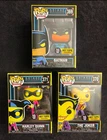 Funko POP! Batman #369, Joker #370, Harley Quinn #371 Black Light Hot Topic Ex