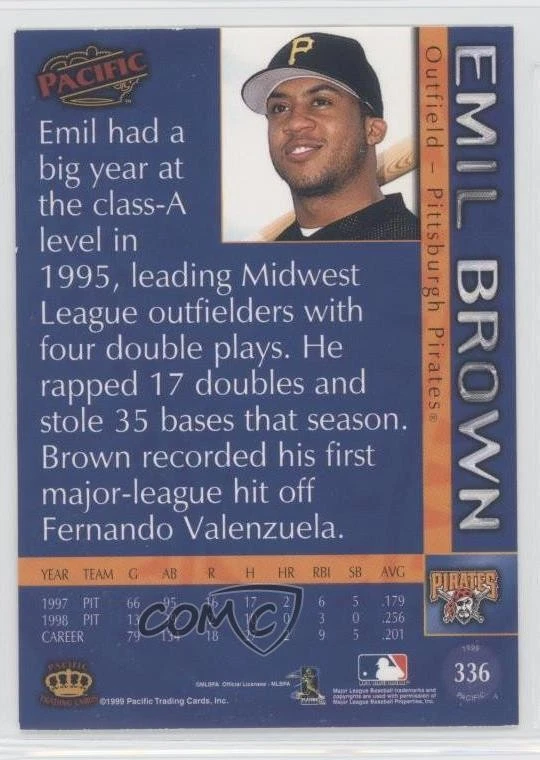 1999 Pacific Emil Brown #336 - Image 2 of 2
