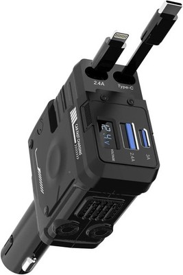 Retractable Car Charger, 4 in 1 Retractable Phone Charger with 66W Fast Charging