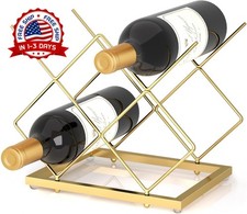 Soporte Para Vinos De Encimera Moderno De Metal Dorado Para Vinos 5 Botellas