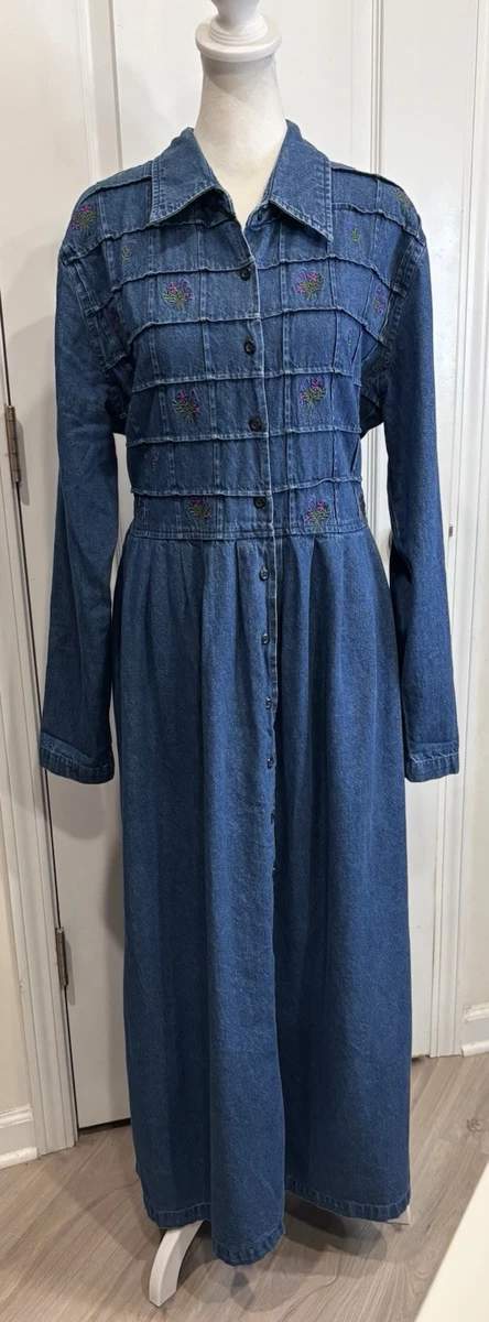 chinese dress ladies Denim Maxi Shirtdress – New York & Company main image 1