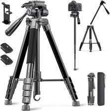 73 Inch Aluminum Camera Tripod And Monopod Portable Adjustable Travel Stand B...
