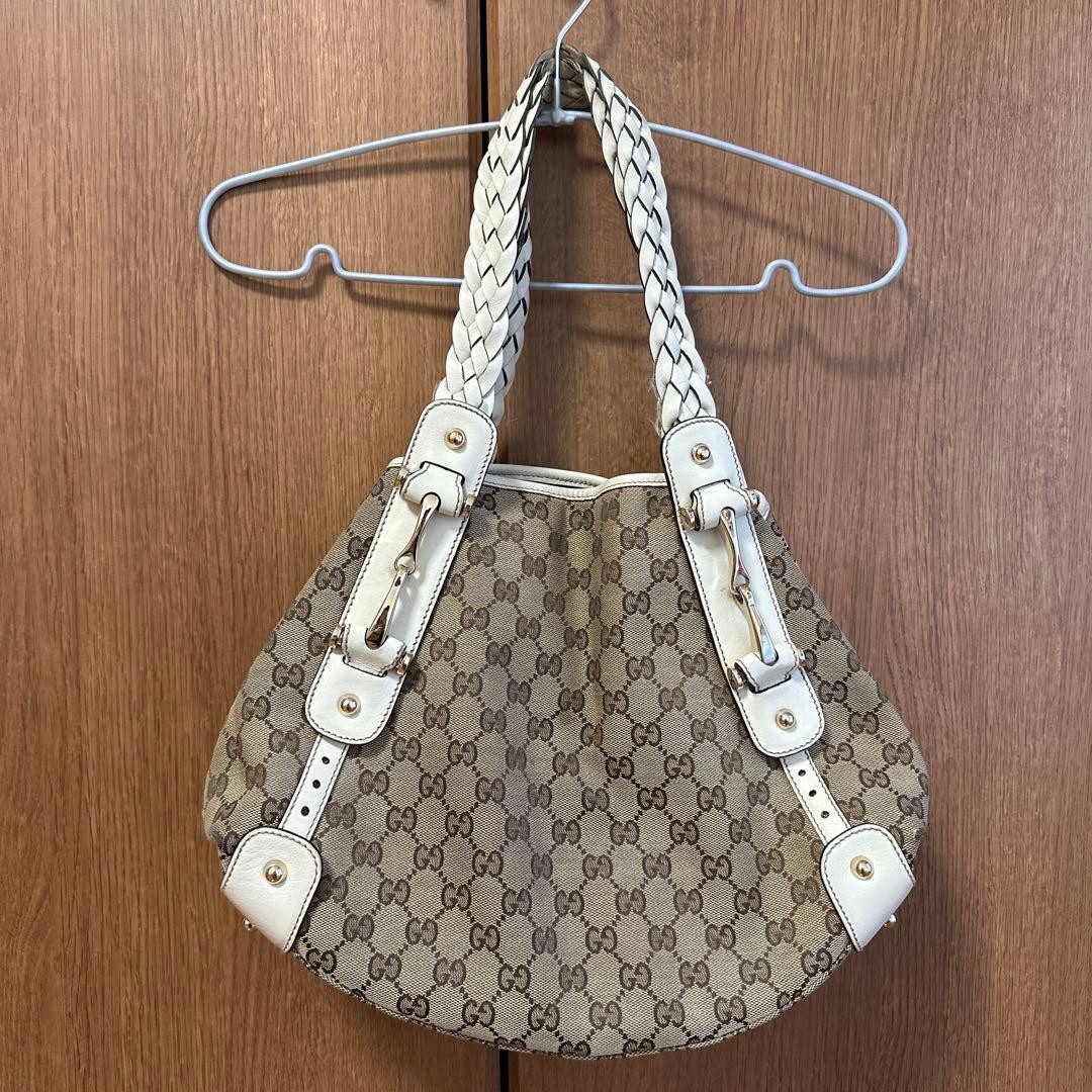 GUCCI GG Canvas Tote Bag Brown Large Vintage Authentic with Leather Handles thumbnail 2