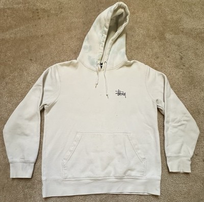 Stussy Basic Tie Dye Off White Hoodie Printed Logo Men s Small