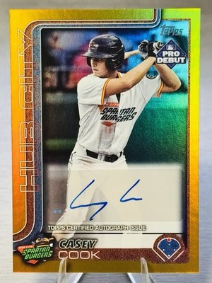   CASEY COOK 2025 Topps Pro Debut Gold Foil Auto SSP /50 #TEXAS RANGERS!!!  