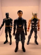 Lot of 3 Marvel 12 Inch Hasbro Action Figures - Dr Strange, Thor, Black Panther