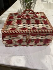 vintage sewing basket woven style